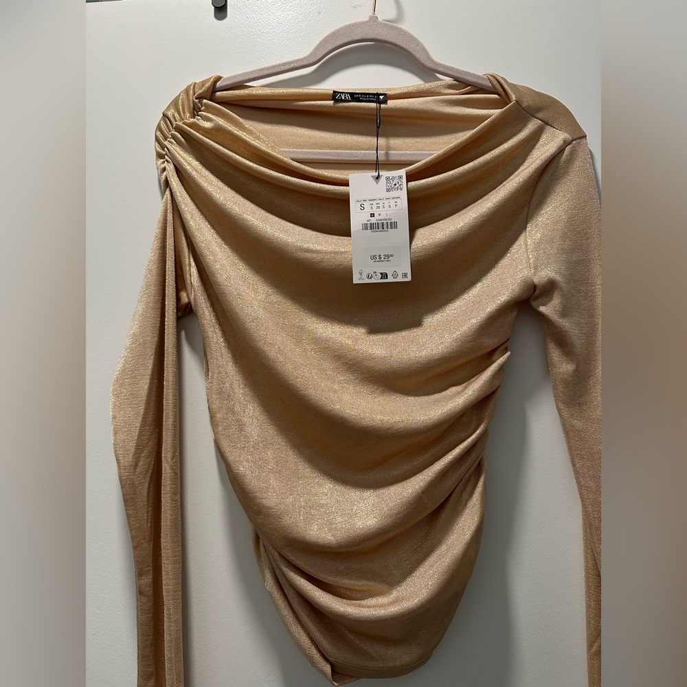 ZARA SHINY DRAPED TOP